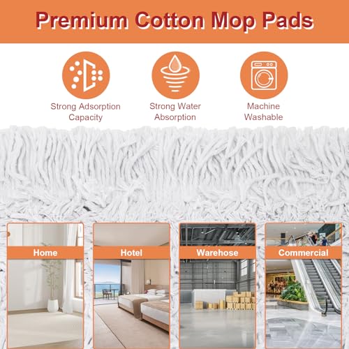 48" Commercial Dust Mops for Floor Cleaning, Heavy Duty Floor Duster with 60" Long Handle, Industrial Wet Dry Sweeper Mop with 2 Reusable Mop Pads for Janitor Indoor Warehouse Gym Hotel Clean - size: 48 inch