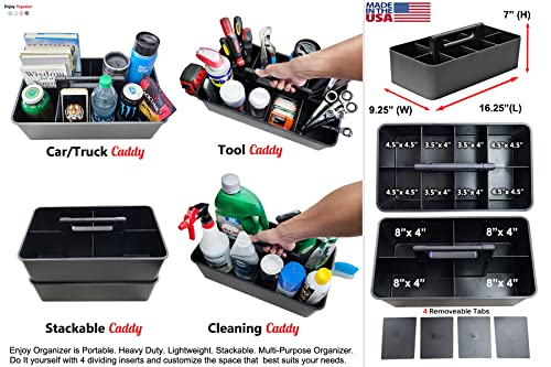 Enjoy Organizer- 2 Commercial Extra Large Portable Stackable Carry Caddy, Black, Carrier for Cleaning, Bathroom, Supplies, Tools, All-Purpose Made in USA (2)