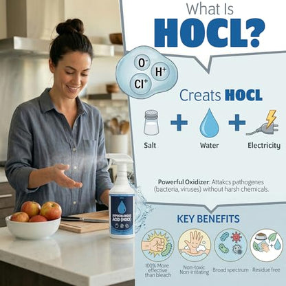 The Everywhere Cleaner Hypochlorous Acid Spray 500ppm (HOCL) - Multi-Surface Household Cleaner & Odor Neutralizer for Kitchen, Bathroom, Sealed Floors, No Fumes, No Residue - 1 Quart x 2 Pack - size: 32 Fl Oz (Pack of 2)