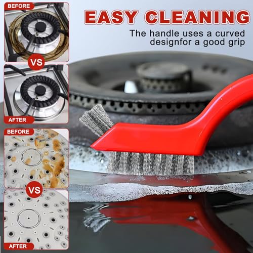 6 Pcs Wire Crevice Cleaning Brush Set - Hard Bristle Crevice Deep Cleaning Brush,Double-Ended Detail Brushes for Kitchen Rust Removal (Multi Colors)