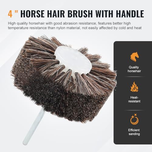 Bacar Non-Scratch Horsehair Polishing Wheel Brush with 1/4" Hex Shank, Soft Natural Bristle Buffing Wheel for Drill & Rotary Tool, Ideal for Wood Carving, Jewelry, Waxing & Delicate Surface Polishing - style: Flat Head