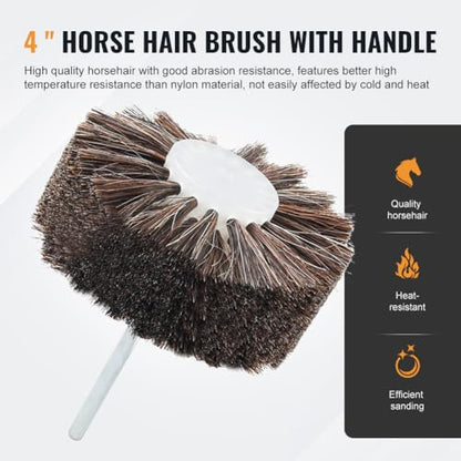Bacar Non-Scratch Horsehair Polishing Wheel Brush with 1/4" Hex Shank, Soft Natural Bristle Buffing Wheel for Drill & Rotary Tool, Ideal for Wood Carving, Jewelry, Waxing & Delicate Surface Polishing - style: Flat Head