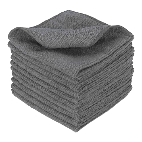 uxcell 10 Pcs Microfiber Cleaning Cloth, Kitchen Towels Reusable Microfiber Towels Highly Absorbent for Household Cleaning Supplies, Kitchen, Bathroom, Gray(Square), 11.8" X11.8 - color: Gray