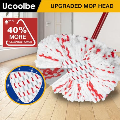 Upgraded mop Refill for O Cedar, 3 Pack Spin mop Heads Replacements Compatible with O Cedar EasyWring Spin Mop Bucket System, 40% More Cleaning Power, Microfiber and Machine Washable - size: 3 Pack