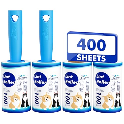 Extra Sticky Lint Roller, Mega Value Set 400 Sheets for Pet Hair Removal, Dog and Cat Lint Remover for Clothes, Furniture, Carpet - size: 400 Sheets Standard