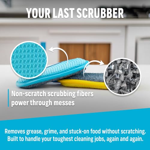 E-Cloth Washing Up Pad, Premium Microfiber Non-Scratch Kitchen Dish Scrubber Sponge, Ideal for Dish, Sink and Countertop Cleaning, 100 Wash Guarantee, Blue, 1 Pack - color: Blue, size: 1 Pack