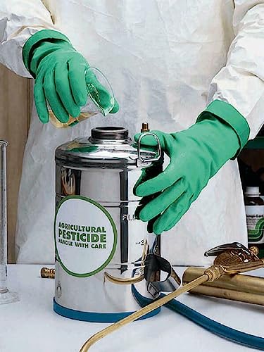 SHOWA 730 Chemical Resistant Gloves, 15-mil Nitrile with Cotton Flock Liner, 13-inch Extended Gauntlet, Bisque Grip, CE Cat III & Food Safe, Green, XX-Large, 12-Pack - size: XX-Large, style: 12-pack