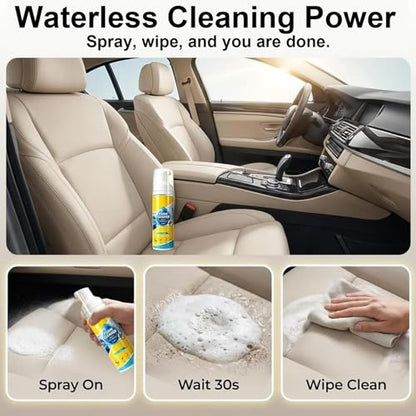 4-in-1 Multi-Purpose Foam Cleaner, All Surface No-Rinse Spray with Sponge & Towel for Home, Kitchen, Bathroom, Car & Upholstery (1PC+1*Sponge+Towel)