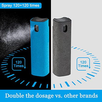 2 Pack Car Touch Screen Mist Cleaner, walrfid Laptop Screens and Phone Touchscreen Cleaning Kit for iPad, iPhone, MacBook Pro with Aipods Cleaning Pen, Small Brush and Eyeglass Cloth - Grey and Blue - color: Grey, Navy Blue