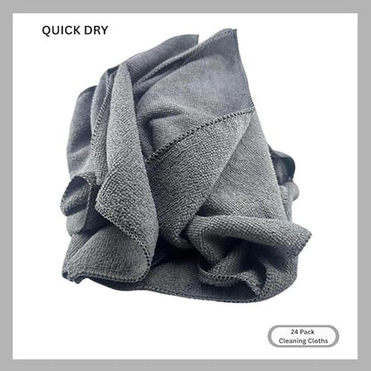 Microfiber Cleaning Cloth for Kitchen & households, Towels for Cars. (300gsm) (Pack of 24 Gray) - color: Gray