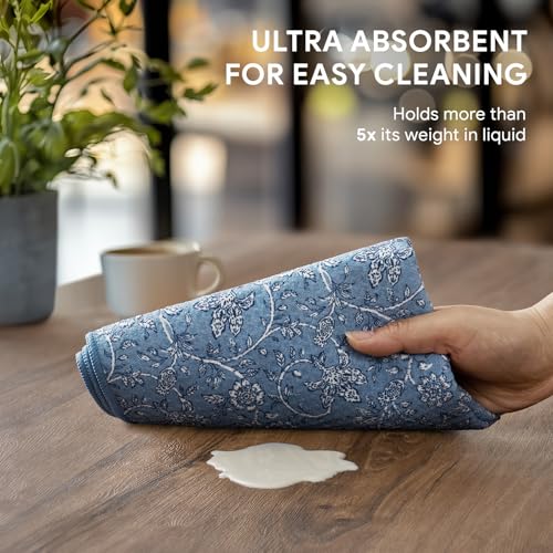 RECYCO Waffle Kitchen Towel Set of 2 - Quick Dry Microfiber Sustainable Dish Towels - Ultra Absorbent Reusable Cleaning Tea Towels - Lightweight Hand Towels,16”x 28”, Porcelain Blue - color: Porcelain Blue