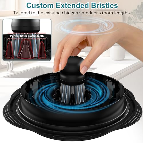 Mini Dish Brush for Cleaning Chicken Shredder, Palm Brush Dish Scrubber with Ergonomic Grip, Kitchen Brush for Washing Dishes, Pans, Pots, Sink (1, Black) - color: Black