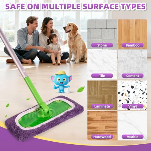8 Pack Reusable Mop Pads Compatible with Swiffer Sweeper Mop, Dry and Wet Pads Refill, Microfiber Pads, Washable Sweeping Cloths for Surface/Hardwood Floor Cleaning (Purple) - color: Purple