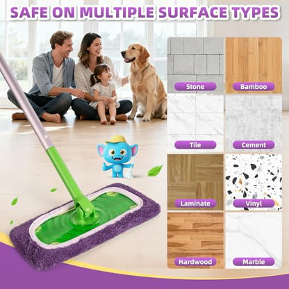 8 Pack Reusable Mop Pads Compatible with Swiffer Sweeper Mop, Dry and Wet Pads Refill, Microfiber Pads, Washable Sweeping Cloths for Surface/Hardwood Floor Cleaning (Purple) - color: Purple