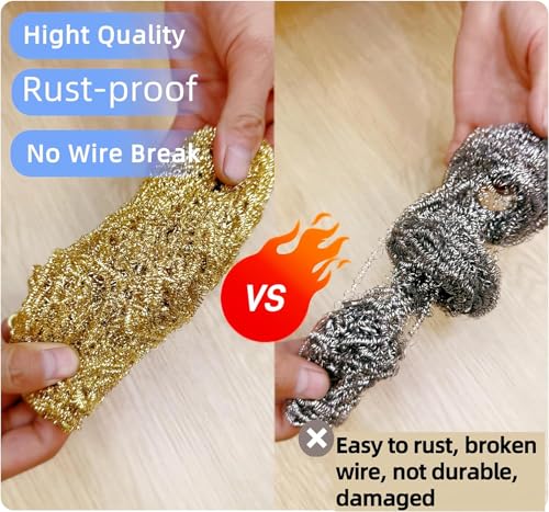 Marine Grade Brass Teak Scrubber not Cheap Stainless Steel Scrub Scouring Pad | Gentle Non-Scratch Deck | Rustproof | Premium Yacht Wood Restorer - Refinish Wood Furniture & Boat Teak（2Pack） - color: 2 Pack