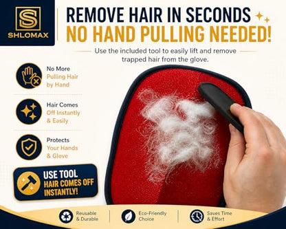 Pet Hair Remover Glove with Silicone Scraper, Reusable Electrostatic Lint & Fur Remover for Dog & Cat Hair on Couch, Carpet, Car Seat, Clothes & Laundry