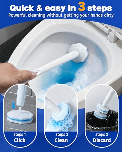 100 pack disposable toilet brush refills compatible with Clorox toilet brushes, water-activated foam, secure snap-on fit, non-scratch cleaning pads, hygienic disposable brush heads - color: 100Pack