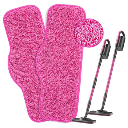 KEEPOW Microfiber Steam Mop Pads Compatible with Schenley Steam Mop 7 in 1, Washable and Reusable Mop Replacement Pads Steam Cleaner Attachments for Multi Surface Floor 2 Pack - color: Pink, 2 Pack