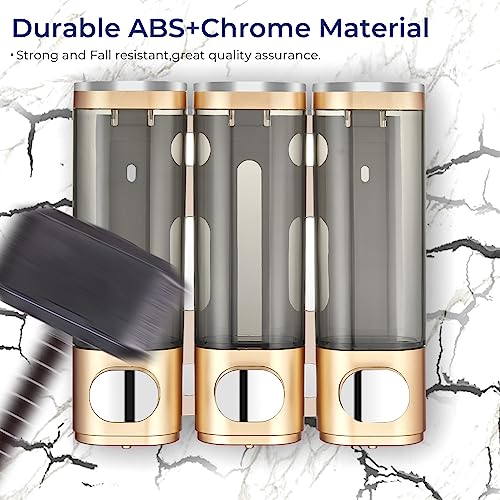 Shampoo and Conditioner Dispenser 3 Chamber No Drill,Shower Soap Pump Dispenser Wall Mounted,Body Wash Dispenser,Shower Gel Shampoo Holder for Bathroom Accessories, (Gold 3) - color: Gold 3