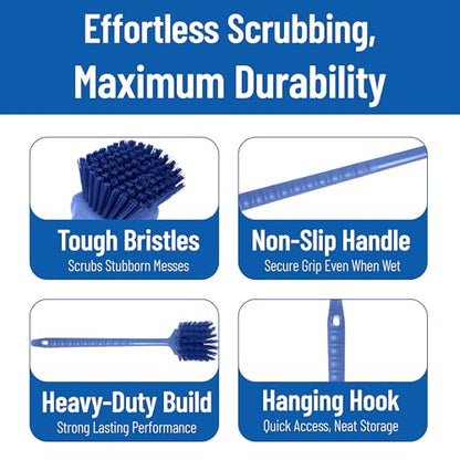 SPARTA 40501EC14 Plastic Large Scrub Brush, Kitchen Brush, Utility Brush With Long Handle For Cleaning, 20 Inches, Blue