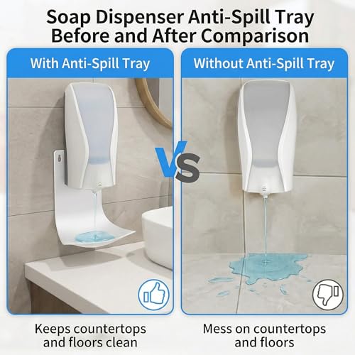 YARNOW 4PCS Dispenser Drip Tray - Wall Mounted Laundry Detergent Catcher - Cup Liquid Dispenser Holder for Kitchen Sink, Bathroom & Laundry Room Use - Easy Installation and Cleaning, White