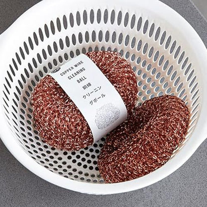 Dishwashing Brush | Dish Cleaning Brush Kitchen Scrub Pads | 2 Pieces Copper Wire Pot Scrubbers Cleaning Supplies, Dishwashing Sponge for Pots Pans Sink Grill Oven Bathroom