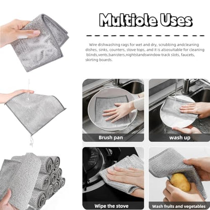 Non Scratch Wire Dishcloth, Wire dishwashing rag,Steel Wool Scrubber，Scrubs & Cleans for Dishes, Sinks, Counters, Stove Tops, Easy Rinsing, Durable (12PCS) - size: 12PCS