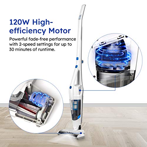 Vacmaster VSD1801 Cordless Handheld & Stick Vacuum Cleaner 2 in 1, Rechargeable Li-ion Battery Powerful Lightweight for Hardwood Floor, Carpet and Pet Hair White - style: White