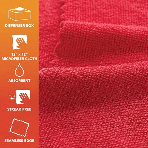 Arkwright Smart Rags Microfiber Cleaning Cloths, Pack of 50 in a Box, Lint Free 180 GSM Reusable Towels for Auto, Office and Household Cleaning, 12 x 12 in, Red - color: Red, size: 12 x 12 in