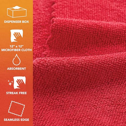 Arkwright Smart Rags Microfiber Cleaning Cloths, Pack of 50 in a Box, Lint Free 180 GSM Reusable Towels for Auto, Office and Household Cleaning, 12 x 12 in, Red - color: Red, size: 12 x 12 in