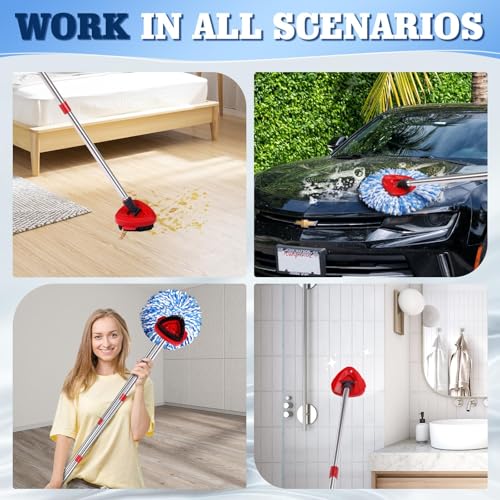 6 Pack Spin Mop Replacements Head Compatible for Ocedar RinseClean 2-Tank System,Microfiber Spin Mop Refills Head,2 Mop Scrub Brush + 1 Mop Base + 6 Pack Cleaning Floor Mop Head - color: 4 Blue Mop Heads+2 Green Mop+2 Brushes+1 Base