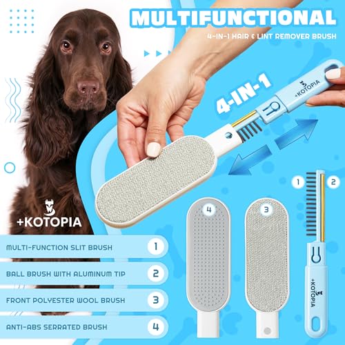 4-in-1 Pet Hair and Lint Remover Brush – Reusable Fabric and Clothing Cleaner for Pet Hair, Lint and Fur – Handheld Multi-Surface Tool for Clothes, Upholstery, Sofa and Travel Use (Sky Blue) - color: Sky Blue