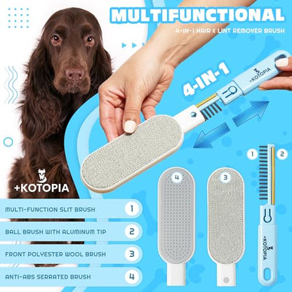 4-in-1 Pet Hair and Lint Remover Brush – Reusable Fabric and Clothing Cleaner for Pet Hair, Lint and Fur – Handheld Multi-Surface Tool for Clothes, Upholstery, Sofa and Travel Use (Sky Blue) - color: Sky Blue