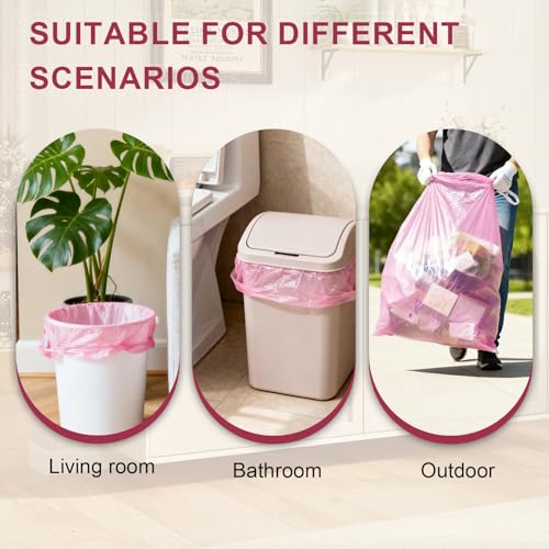 30 Gallon Large Drawstring Trash Bags, 30 Count Heavy Duty Garbage Bags, Thick & Strong, Leak Proof, Tear Resistant, for Kitchen, Outdoor, Commercial, Home, Office, Fits Big Trash Bins - color: Pink-30 Count