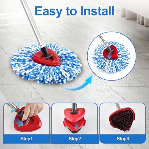 4 Pack Spin Mop Replacement Head for O Cedar RinseClean 2-Tank System, Mop Heads Replacements for Ocedar, Includes 2 Spin mop Refills, 1 Scrubber Mopping Head and 1 Mops Base(Not Include Bucket) - size: 2 Tank-4pack