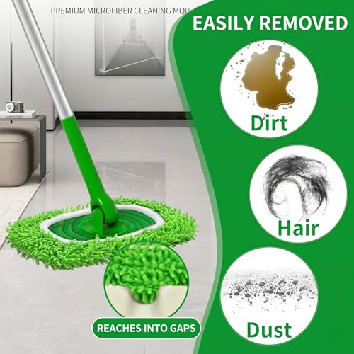 Reusable Microfiber Mop Pads, Compatible with Sweeper Sweeping Mopping pad Refills Cloths for Surface/Hardwood Floor Cleaning (6 Pack Green) - color: 6 Pack Green