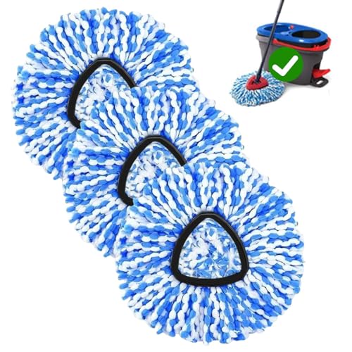 3-Pack Spin Mop Replacement Head for O-Ceda RinseClean Spin Mop Refill 2-Tank System Microfiber Deep Cleaning Machine Washable and Easy-to-Replace - size: 3 Count (Pack of 1)
