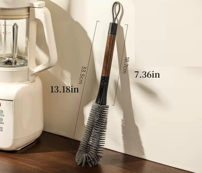 2 in 1 Long Bottle Brush 13.2 Inches, Long Handle Water Bottle Washer Brush and Straw Cleaning Brush Set, for Sports Bottles, Glassware, Mugs, Jars, Washing Narrow Neck Bottles (1-pc)