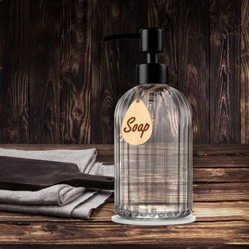 Soap Dispenser with Silicone Pad – Premium Quality – Dish soap Dispenser, Hand Soap Dispenser – Rust Proof Stainless Steel Pump – Ideal for Kitchen Dish soap, Bathroom soap - color: Stainless Steel Black Pump