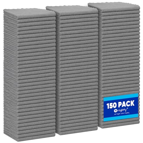 Orighty Microfiber Cleaning Cloth Bulk, 150 Pack Shop Towels, Reusable Cleaning Rags, Lint Free Microfiber Towels for Cars, Home & Kitchen, 12x12 Inch, Grey - color: Grey, size: 150 Pack