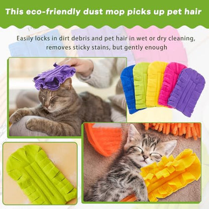 Zubebe 15 Pcs Duster Refill Reusable Fleece Duster Refills Feather Flat Dusters Multi Surface Washable Cleaning Pads Tools for Home, Blinds, Car, Pet, Furniture, Fans (Dark Color) - color: Dark Color
