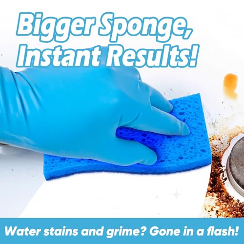 AIDEA XL Scrub Sponges Non-Scratch 6Count, Extra Large Sponges Kitchen, Sponge for Dishes, Cleans Fast Without Scratching Safe for Non-Stick Cookware, Cleaning Power for Kitchen, House - color: Blue-extra Large