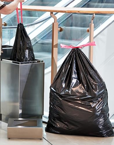 13 Gallon Drawstring Trash Bags (120 Count) – Black Garbage Bags, Leak & Tear Resistant, Tall Kitchen Trash Bags for Home, Office & Commercial Use, Odor Control – San Zooni