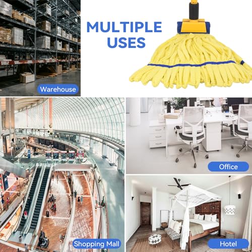 Heavy Duty Commercial Mop Head Replacement Microfiber Tube Mop Heads for Floor Cleaning: 3 Packs Looped End Wet Mop Head Refill for Home Commercial Industrial Use (Yellow) - color: Yellow-3pack