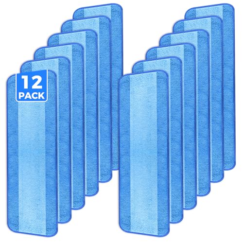 wlich 12-Pack Microfiber Cleaning Pads, 18-Inch Microfiber Mop Pads Compatible with Bona Mop, Washable and Reusable Mop Pad Refills for Hardwood Tile Laminate Floors - size: 12PCS