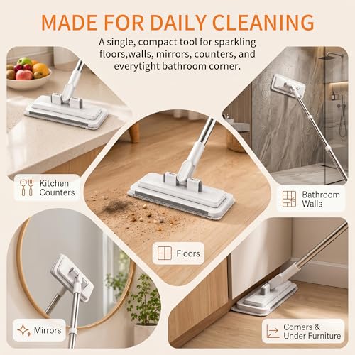 Hands Free Multi Purpose Flat Mop, Hands Free Flat Mop One Click Cloth Change, Hands Free Mops with Reusable Cloths & Mops Hook for Wet Dry Floor Cleaning (37in) - color: 37in