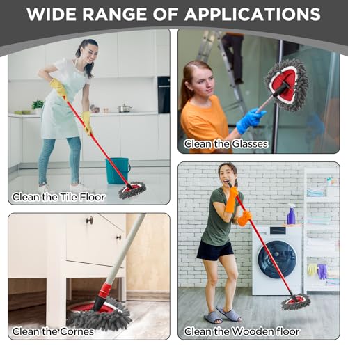 Baderke 3 Pack Chenille Mop Heads Replacements Compatible with 1 Tank System Chenille Duster Replacement Heads Microfiber Spin Mop Refill Pads Reusable Dust Refills for Floor Cleaning (Gray) - color: Gray