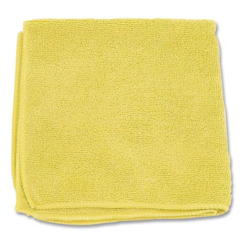 Boardwalk Microfiber Cleaning Cloths, 12-Pack, Yellow, 12" Square, Superior Absorption, Washable, Lint & Streak Free, Used Wet Or Dry - color: Yellow