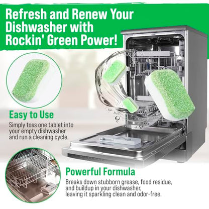 Rockin' Green Deep Cleaning and Deodorizing Tablets for Dishwashers, Washing Machines, and Garbage Disposals, Removes Odor and Residue (Dishwasher Cleaning Tablets, 8 Pack) - size: 1 Count (Pack of 8), style: Dishwasher Cleaning Tablets