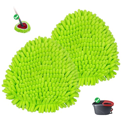 Mop Replace Heads for Ocedar Mop Heads Replacements Easywring 1-Tank System,Spin Mop Replacement Head for Floor Clean,2 Pack Chenille Mop Refills,Washable and Reusable Mop Head Replacement,Green - size: 2 Pack